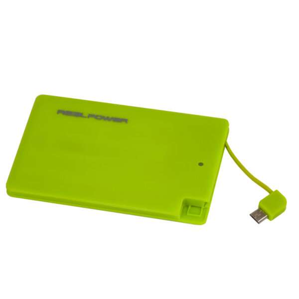 RealPower PB-2500 2500 mAh Verde (PB-2500 slim green, 2500 mAh - Mobile battery and charger w. integrated micoUSB and Lightning charging cable) - E_0009_B6877661