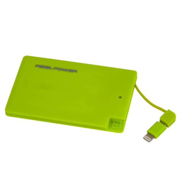 RealPower PB-2500 2500 mAh Verde (PB-2500 slim green, 2500 mAh - Mobile battery and charger w. integrated micoUSB and Lightning charging cable) - E_0009_B6877661