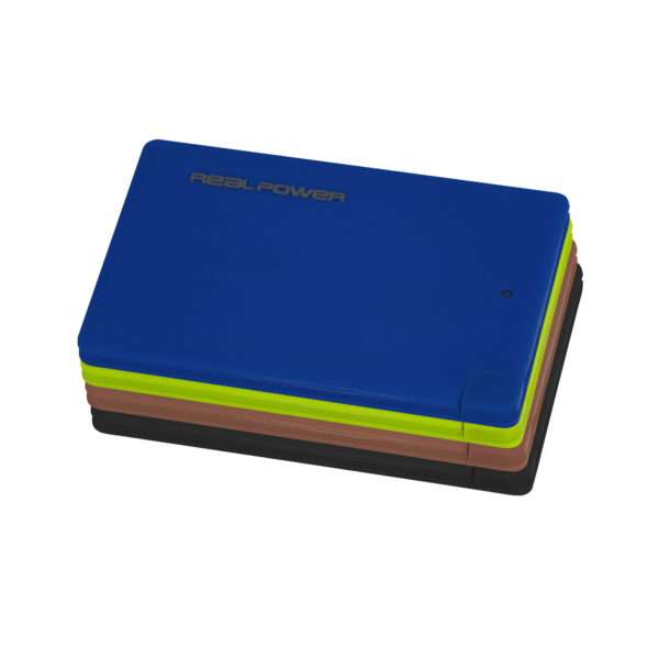 RealPower PB-2500 2500 mAh Verde (PB-2500 slim green, 2500 mAh - Mobile battery and charger w. integrated micoUSB and Lightning charging cable) - E_0009_B6877661