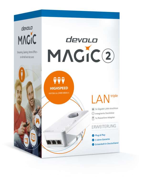 Devolo Magic 2 LAN triple 2400 Mbit/s Collegamento ethernet LAN Bianco 1 pz (devolo Magic 2 LAN triple - bro - kan) - E_0009_B46242344