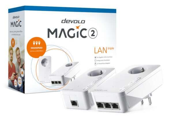 Devolo Magic 2 LAN triple Starter Kit 2400 Mbit/s Collegamento ethernet LAN Bianco 2 pz (devolo Magic 2 LAN triple - Starter Ki) - E_0009_B46242345