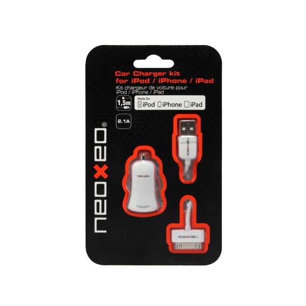 Neoxeo X250A25010 Caricabatterie per dispositivi mobili Smartphone, Tablet Bianco Accendisigari Auto (NeoXeo Connection Car charger kit 2.1A) - E_0009_B1617621
