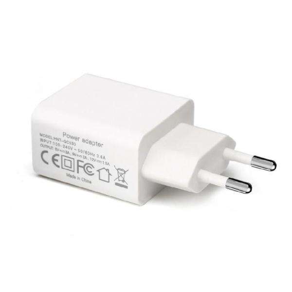 CoreParts MBXAP-AC0007 Caricabatterie per dispositivi mobili Bianco AC Interno (USB Power Adapter White - 18W 5V/2.4A, 9V/2A, 12V/1.5A - EU Wall - White with Quick Charge Function QC 3.0 - Warranty: - E_0009_B42693676