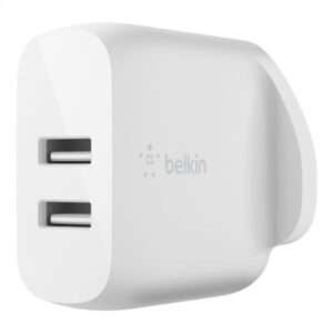 Belkin WCD001MY1MWH Caricabatterie per dispositivi mobili Universale Bianco AC Interno (DUAL USBA WALLCHRG/USBA/LIGHTNG WHT) - E_0009_B44340256