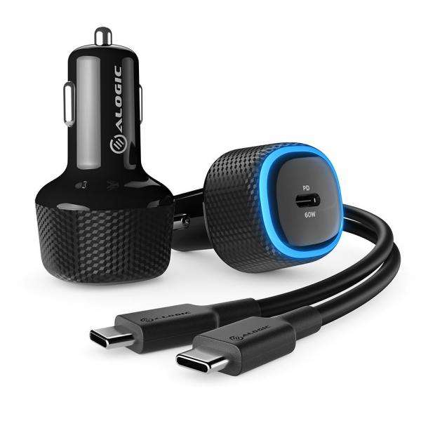 ALOGIC CRC60 Caricabatterie per dispositivi mobili Universale Nero Accendisigari Auto (60W CAR CHARGER USB-C PORTS - FAST CHARGING 1M CABLE) - E_0009_B44352990