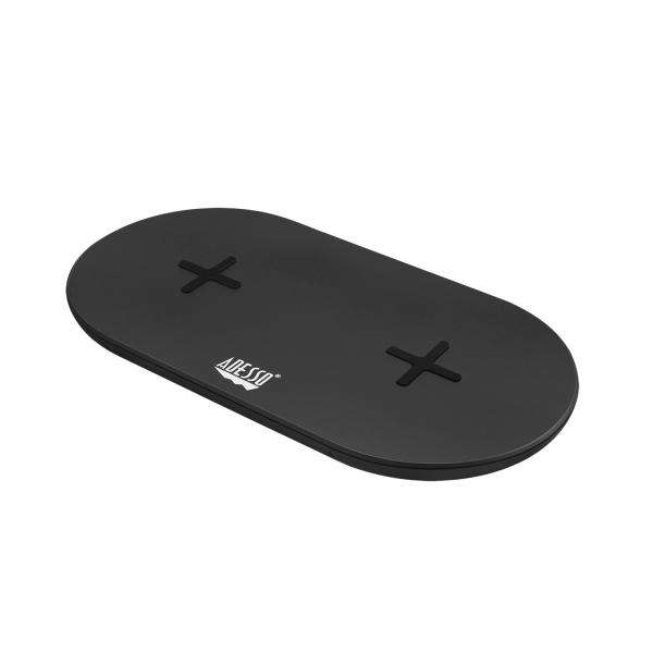 Adesso AUH-1040 Caricabatterie per dispositivi mobili Auricolare, Smartphone, Orologio intelligente Nero USB Carica wireless Ricarica rapida Interno (15W MAX DUAL WIRELESS 2 COILS - QI-CERTIFIED F.CH - E_0009_B45841237