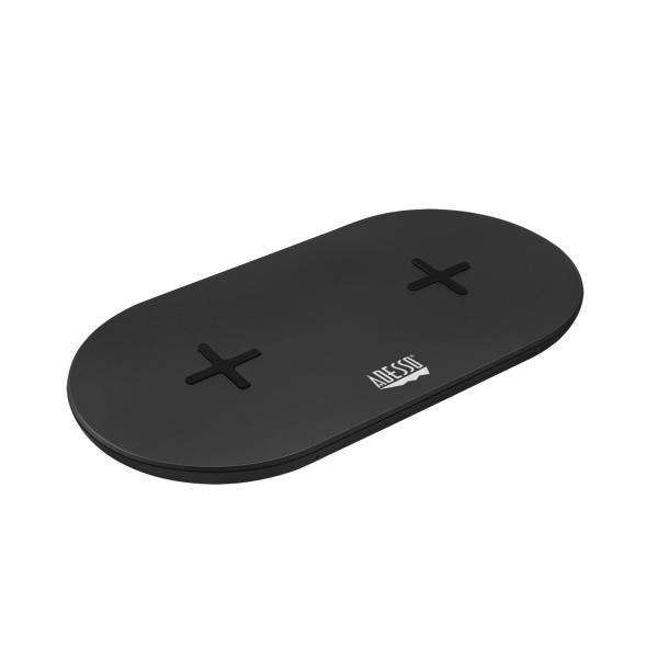 Adesso AUH-1040 Caricabatterie per dispositivi mobili Auricolare, Smartphone, Orologio intelligente Nero USB Carica wireless Ricarica rapida Interno (15W MAX DUAL WIRELESS 2 COILS - QI-CERTIFIED F.CH - E_0009_B45841237
