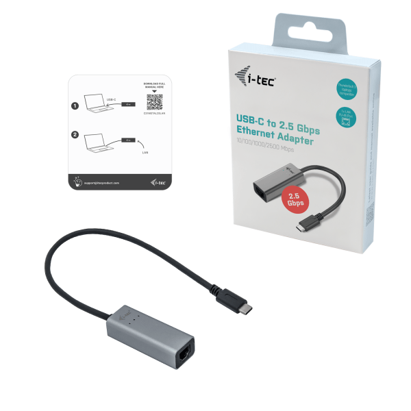 i-tec Metal USB-C/USB-A 2.5Gbps Ethernet Adapter (USB-C to RJ-45 2.5 Gbps Ethern) - E_0009_B45920142