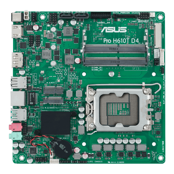 ASUS Pro H610T D4-CSM Intel H610 LGA 1700 mini ITX (ASUS Pro H610T D4-CSM - Motherboard - Thin mini ITX - LGA1700 Socket - H610 Chipset - USB 3.2 Gen 1, USB 3.2 Gen 2 - Gigabit LAN - onboard graphics - E_0009_B46254247