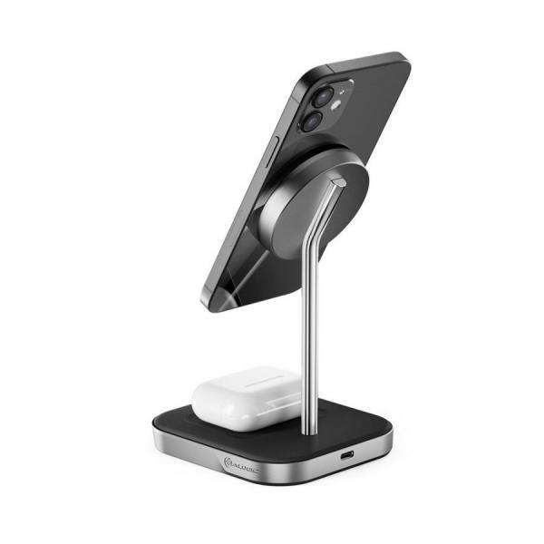 ALOGIC MSP21CS15W Caricabatterie per dispositivi mobili Auricolare, Smartphone Nero, Argento Carica wireless Ricarica rapida Interno (ALOGIC MAGSPEED 2-IN-1 WIRELESS - 15W CHARGING STATION) - E_0009_B46953640
