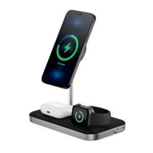 ALOGIC MSP31CS15W Caricabatterie per dispositivi mobili Auricolare, Smartphone, Orologio intelligente Nero USB Carica wireless Ricarica rapida Interno (MAGSPEED 3-IN-1 WIRELESS 15W - CHARGING STATION - E_0009_B47144589