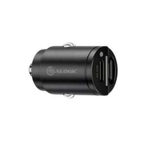 ALOGIC CRCC30 Caricabatterie per dispositivi mobili Cuffie, Auricolare, Smartphone, Orologio intelligente, Tablet Grigio Accendisigari Ricarica rapida Auto (Alogic 30W Rapid Power Mini Car Charger 2x - E_0009_B47390102