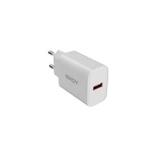 Lindy 73412 Caricabatterie per dispositivi mobili Smartphone, Tablet Bianco AC Ricarica rapida Interno, Esterno (18W USB TYP A CHARGER - ) - E_0009_B47465314
