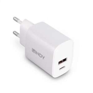 Lindy 73413 Caricabatterie per dispositivi mobili Universale Bianco AC Ricarica rapida Interno (20W USB TYP A C CHARGER - ) - E_0009_B47465315