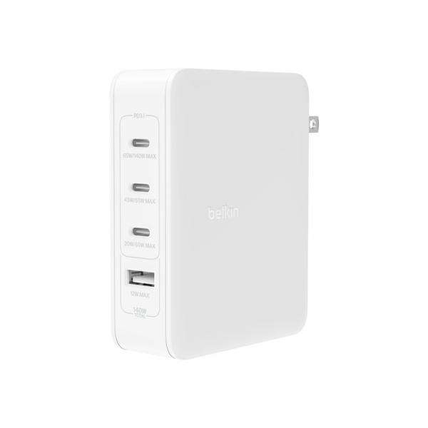 Belkin ALIMENTATORE 140W 4-PORTE USB CON UK,EU,US PLUG (BOOST CHARGE 140W USB GAN - 4-PORTS WALL CHARGER WITH UK EU) - E_0009_B47800442