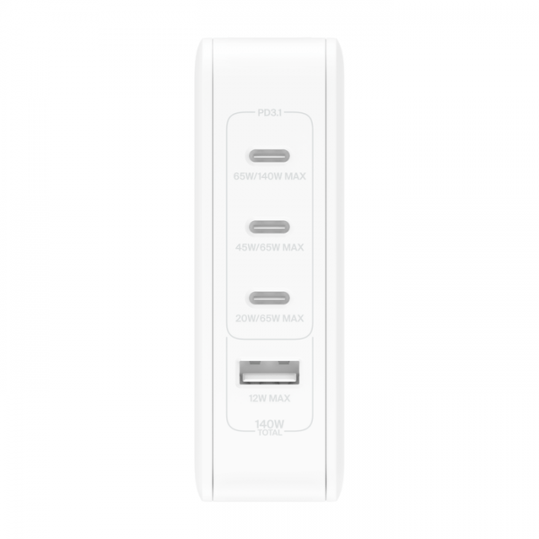 Belkin ALIMENTATORE 140W 4-PORTE USB CON UK,EU,US PLUG (BOOST CHARGE 140W USB GAN - 4-PORTS WALL CHARGER WITH UK EU) - E_0009_B47800442