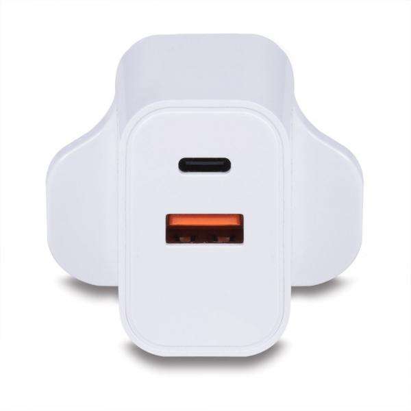Lindy 73425 Caricabatterie per dispositivi mobili Universale Bianco AC Ricarica rapida Interno (LINDY 73425 30W USB Type A & C Charger UK Plug, 3A, Power Delivery 3.0 + PPS, 2 Output Connectors [USB, - E_0009_B47910706