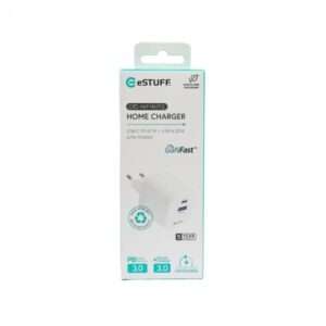 eSTUFF ES637065 Caricabatterie per dispositivi mobili Universale Bianco AC Interno (INFINITE [GRS] USB-C Charger - EU PD 67W GaN. 1x USB-C - 1 X - USB-A. White. 98% recycled plastic [rPC] - Warranty: - E_0009_B47915343