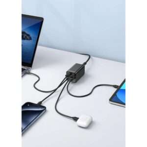 eSTUFF ES635200 Caricabatterie per dispositivi mobili Computer portatile, Smartphone, Tablet, Universale Nero AC Interno (Multi charger PD65W 2C+2A - Warranty: 60M) - E_0009_B49102923
