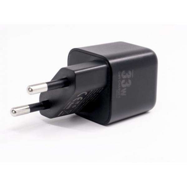 CoreParts MBXUSBC-AC0031 adattatore e invertitore Interno 33 W Nero (33W USB-C Nano Single Port - Charger, GaN Technology - 5V2A-20V1.5A USB PD Plug: USB-C EU Wall - Compatible with all brands of Tab - E_0009_B49126483
