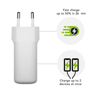 dbramante1928 CH30EUWH7123 Caricabatterie per dispositivi mobili Universale Bianco AC Ricarica rapida Interno (Re-charge EU Wall Charger 2x) - E_0009_B49538769