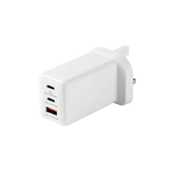 eSTUFF ES636067-BULK Caricabatterie per dispositivi mobili (INFINITE USB-C Charger UK PD - 67W GaN. 2 x USB-C - 1 x - USB-A. White Recycled Plastic - Warranty: 60M) - E_0009_B50387762