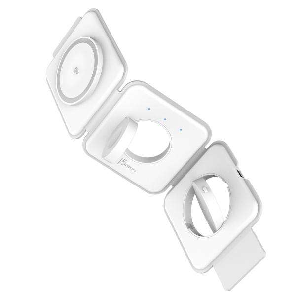j5create JUPW3415 Cuffie, Smartphone, Orologio intelligente Bianco USB Carica wireless Ricarica rapida Interno (QI2 3-IN-1 MAGNETIC TRAVEL - WIRELESS CHARGING STATION) - E_0009_B50426663