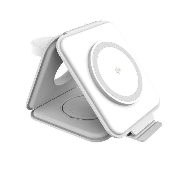 j5create JUPW3415 Cuffie, Smartphone, Orologio intelligente Bianco USB Carica wireless Ricarica rapida Interno (QI2 3-IN-1 MAGNETIC TRAVEL - WIRELESS CHARGING STATION) - E_0009_B50426663