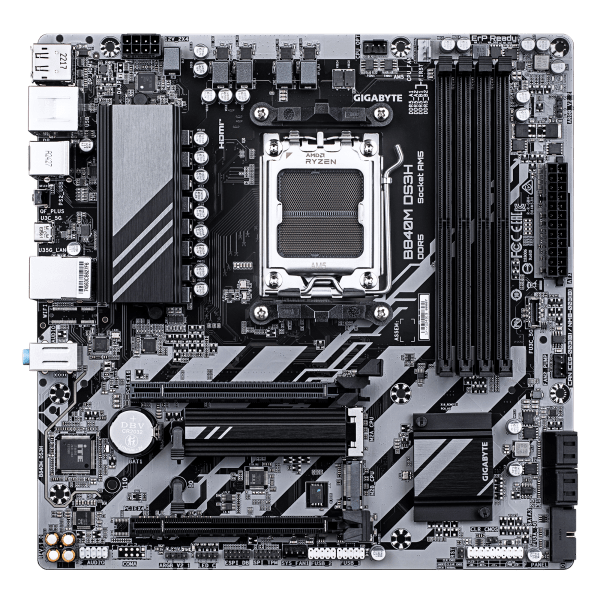 GIGABYTE B840M DS3H Scheda madre - CPU AMD Ryzen 9000, VRM a 8+2+2 fasi, fino a 8200 MHz DDR5, 2xPCIe 4.0 M.2, LAN 2.5GbE, USB 3.2 Gen 1 (GIGA B840M DS3H AM5/DDR5/?ATX) - E_0009_B50515478