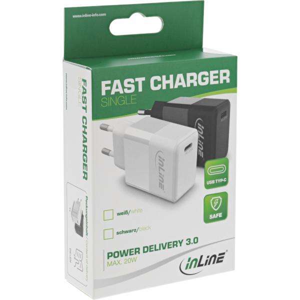 InLine Caricabatterie USB PD USB Tipo C singolo USB, alimentazione, 20W, bianco - E_0015_ 491943001