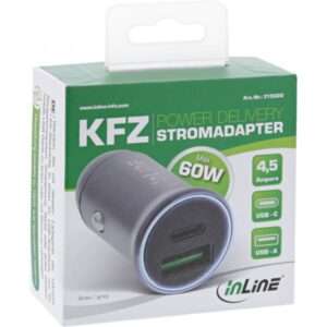 InLine Alimentatore USB per auto, USB-A + USB Type-C, grigio - E_0015_ 7698545000