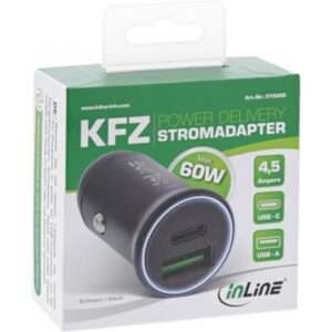 InLine Alimentatore USB per auto, USB-A + USB Type-C, nero - E_0015_ 7698546000