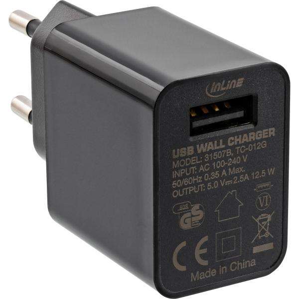 InLine Alimentatore USB, caricabatterie, da 100-240V a 5V/2,5A, nero - E_0015_ 9086044000
