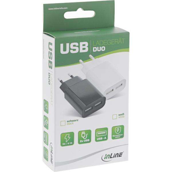 InLine Alimentatore USB 100-240VAC, Out: 2x USB 5V/2100mA, nero - E_0015_ 9086047000