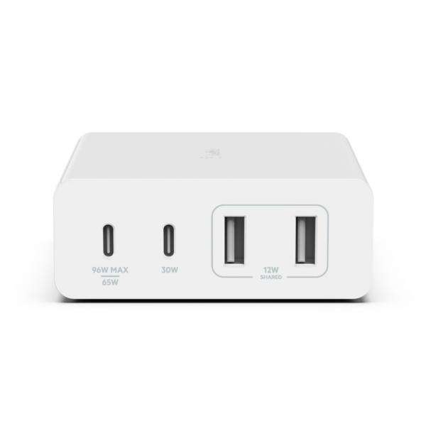 Belkin WCH010myWH Computer portatile, Smartphone, Orologio intelligente, Tablet Bianco AC Ricarica rapida Interno (108W 4-PORTS USB DESKTOP CHARGER) - E_0009_B45763513