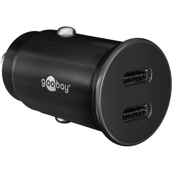 Goobay 59705 Caricabatterie per dispositivi mobili Power bank, Smartphone, Tablet Nero Accendisigari Ricarica rapida Auto (Dual-USB-C™ PD Auto Fast Charger [Powe) - E_0009_B47047594
