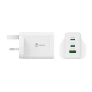 j5create JUP3365F-FN Caricatore GaN USB-C® a 3 porte da 65W - UK (65W GAN USB-C 3-PORT CHARGER - UK WHITE) - E_0009_B47353870