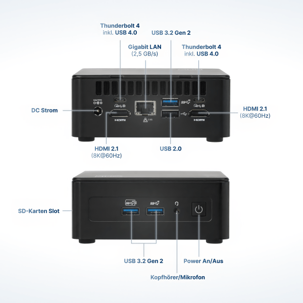 FutureNUC Pro NUC 12i5HP-W11P-512/2x8W6E Intel® Core™ i5 i5-12450H 16 GB DDR4-SDRAM 512 GB SSD Windows 11 Pro Mini PC Nero (FUTURE NUC PRO 12. GEN - I5 W11P 512GB SSD 2X8GB) - Versione Tedesca - E_0009_B49554977