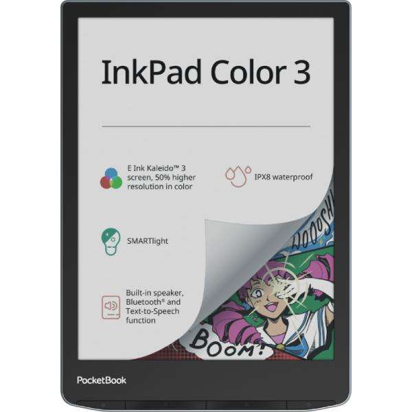 PocketBook InkPad Color 3 lettore e-book Touch screen 32 GB Wi-Fi Nero, Grigio (PocketBook InkPad Color 3 e-book reader 32 GB Wi-Fi Bluetooth - Stormy Sea) - E_0009_B49576353