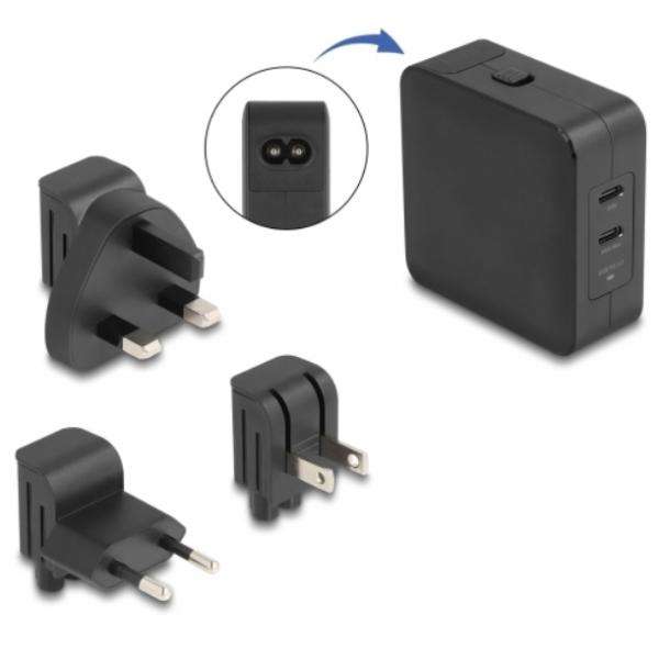 DeLOCK 41443 Caricabatterie per dispositivi mobili Universale Nero AC Interno (Delock USB GaN Charger 2 x USB Type-C™) - E_0009_B50370811