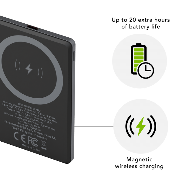dbramante1928 re-charge 5000 mAh Carica wireless Grigio (re-charge Power Bank 5K) - E_0009_B50520553