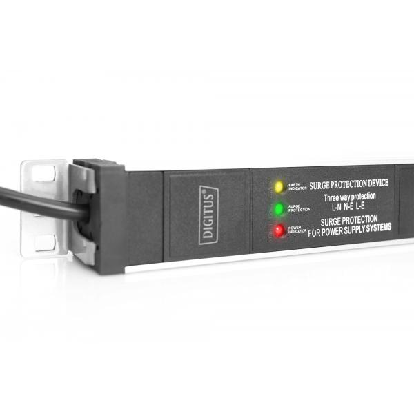 Digitus Ciabatta con profilo in alluminio, 8 prese, cavo di alimentazione 2 m spina di sicurezza del connettore (1U PDU 2M SUPPLY CEE 7//7 - 4000W 7XCEE 7/7 UESS LINE FILTER) - E_0009_B42225711