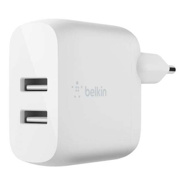 Belkin WCE001VF1MWH Caricabatterie per dispositivi mobili Universale Bianco AC Interno (DUAL USB-A CHARGER - W/USB-C CABLE 1M 24W WHITE) - E_0009_B44356600
