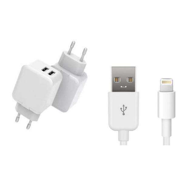 CoreParts MBXUSB-AC0007 Caricabatterie per dispositivi mobili Smartphone Bianco AC Interno (USB Charger for iPhone & iPad - 12W 5V 2.4A Output: Double - USB-A with 2meter lightning cable - Warranty: - E_0009_B45942454