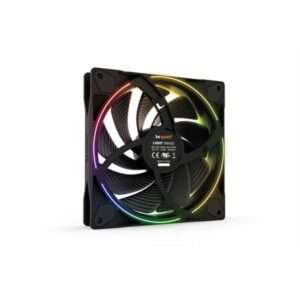 be quiet! Light Wings PWM High Speed Addressable RGB Fan, 140mm, 2200RPM, 4-Pin PWM Fan & 3-Pin ARGB Connectors, Black Frame, Black Blades, ARGB Lighting on Front & Rear - E_0009_B46129466