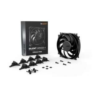 be quiet! Silent Wings 4 PWM Black Fan, 120mm, 1600RPM, 4-Pin PWM Fan Connector, Black Frame, Black Blades, Optimized Fan Blades for High End Performance, 2 Mounting Options - E_0009_B46908205