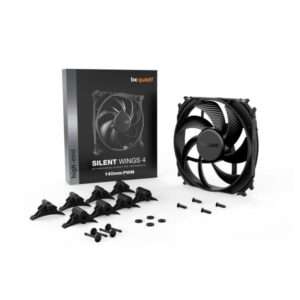 be quiet! Silent Wings 4 PWM Black Fan, 140mm, 1100RPM, 4-Pin PWM Fan Connector, Black Frame, Black Blades, Optimized Fan Blades for High End Performance, 2 Mounting Options - E_0009_B46908210