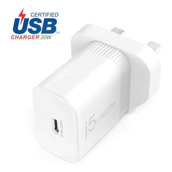 j5create JUP1420-FN Caricatore da parete PD USB-C® a 20 W - UK (20W PD USB-C WALL CHARGER - UK - ) - E_0009_B46985027