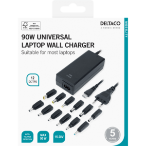 Deltaco SMP-90W12 adattatore e invertitore Interno 90 W Nero (DELTACO notebook charger, 15-20 V, 6 A) - E_0009_B47103634