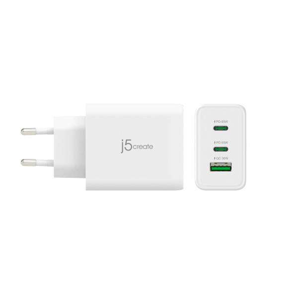 j5create JUP3365E-EN Caricatore GaN USB-C® a 3 porte da 65W - UE (65W GAN USB-C 3-PORT CHARGER - EU WHITE) - E_0009_B47353869